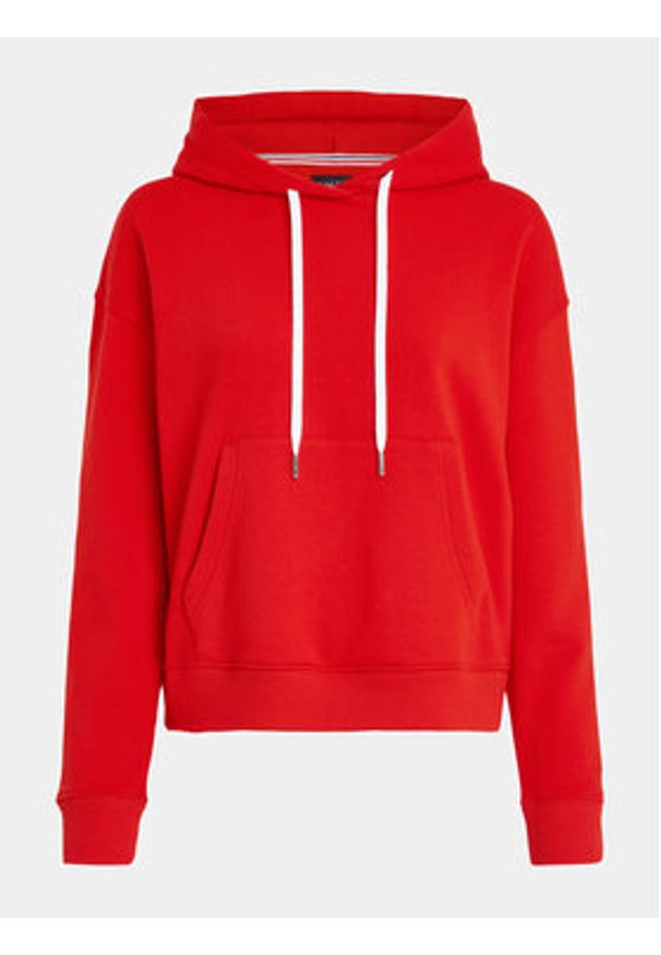 Tommy Jeans Bluza Logo Drawcord DW0DW17794 Czerwony Boxy Fit. Kolor: czerwony. Materiał: bawełna