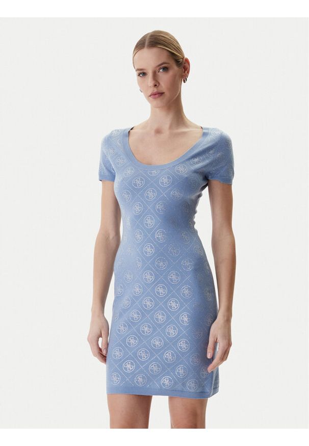 Guess Sukienka dzianinowa W6RK92 Z3JD2 Błękitny Regular Fit. Kolor: niebieski. Materiał: syntetyk