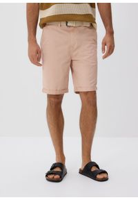 Reserved - Szorty slim fit - różowy. Kolor: różowy. Materiał: bawełna, tkanina