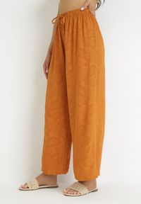 Born2be - Pomarańczowe Szerokie Spodnie z Gumką w Pasie Roselika. Stan: podwyższony. Kolor: pomarańczowy #1