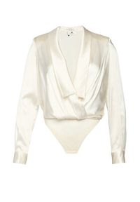 Elisabetta Franchi Body CB-007-57E2-V490 Beżowy Regular Fit. Kolor: beżowy. Materiał: jedwab #5