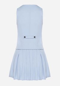 Born2be - Jasnoniebieska Sukienka Góra w Stylu Kamizelki i Rozkloszowany Dół Eviraia. Okazja: na co dzień. Typ kołnierza: dekolt w kształcie V. Kolor: niebieski. Typ sukienki: rozkloszowane. Styl: klasyczny, casual #3