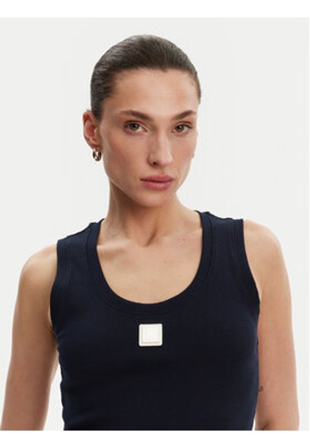 Fracomina Top FP25ST2001J40101 Granatowy Slim Fit. Kolor: niebieski. Materiał: bawełna