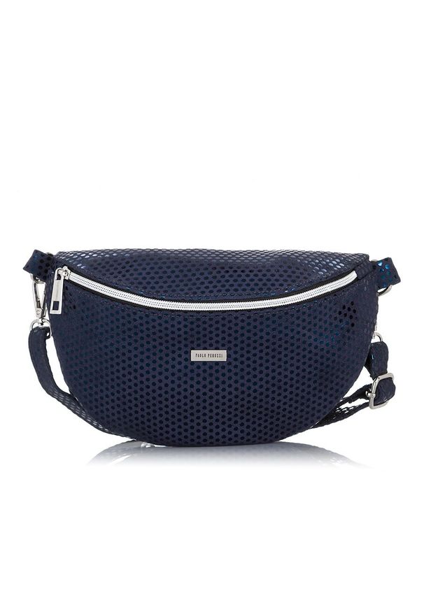 PAOLO PERUZZI - Skórzana saszetka nerka damska Paolo Peruzzi Z-15-N. Kolor: niebieski. Materiał: skórzane