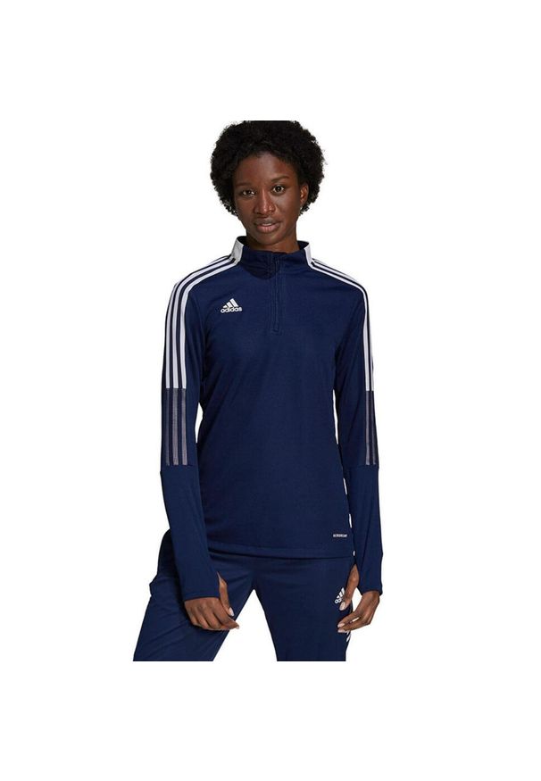Bluza turystyczna damska Adidas Tiro 21. Kolor: niebieski. Materiał: poliester. Sport: turystyka piesza