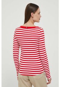 TOMMY HILFIGER - Tommy Hilfiger longsleeve damski kolor czerwony. Kolor: czerwony. Materiał: materiał, dzianina, prążkowany. Długość rękawa: długi rękaw. Długość: długie. Wzór: aplikacja #3