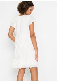 Sukienka z koronką bonprix biel wełny. Kolor: biały. Materiał: wełna, koronka. Wzór: koronka #6