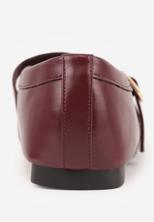 Born2be - Bordowe Balerinki Vices ze Skórzaną Wkładką i Paskiem ze Sprzączką Coplenda. Okazja: do pracy, na co dzień, na spotkanie biznesowe. Zapięcie: pasek. Kolor: czerwony. Materiał: skóra. Obcas: na obcasie. Styl: elegancki, biznesowy, casual. Wysokość obcasa: średni