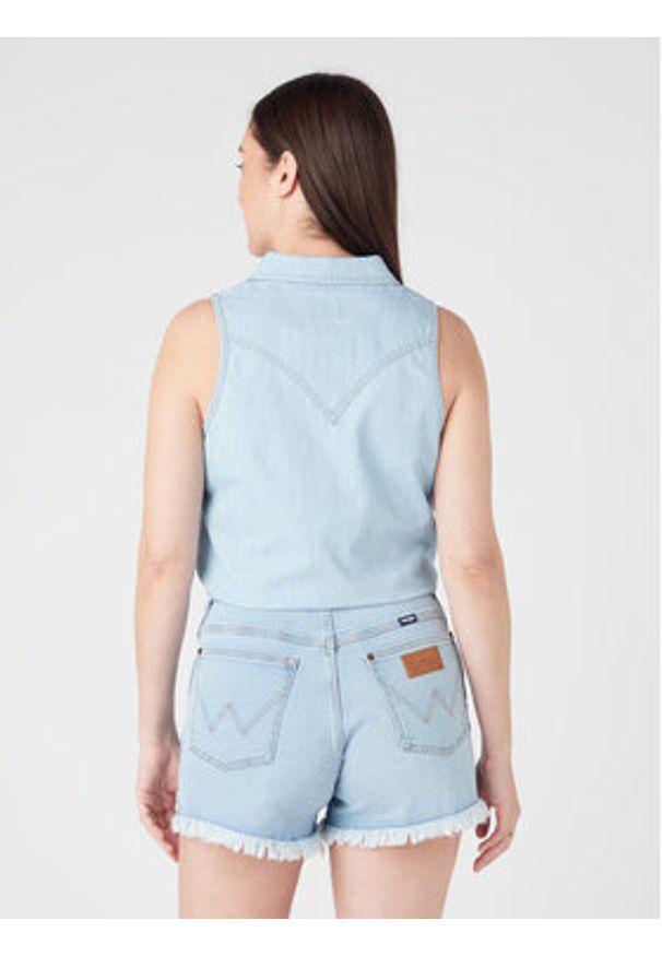 Wrangler Top W5WTHWXAZ 112334379 Błękitny Regular Fit. Kolor: niebieski. Materiał: bawełna