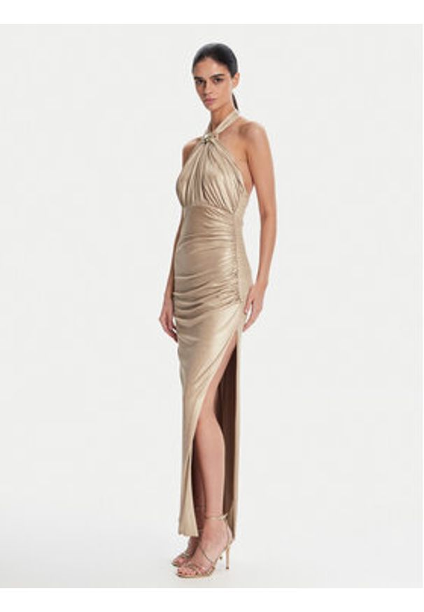 Fracomina Sukienka wieczorowa FQ25SD3002W798T4 Złoty Slim Fit. Kolor: złoty. Materiał: syntetyk. Styl: wizytowy