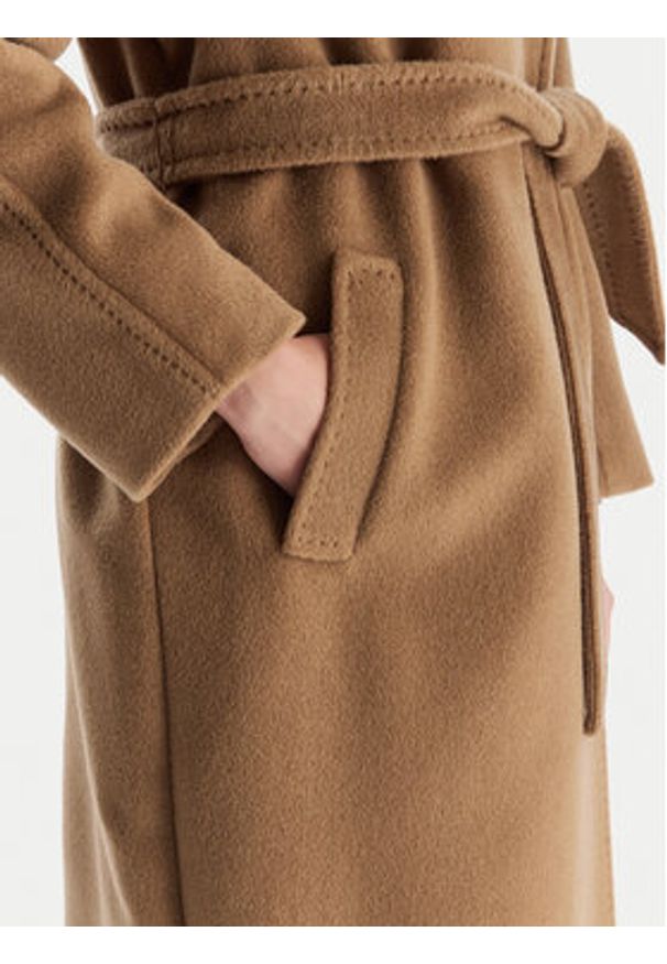 Weekend Max Mara Płaszcz wełniany Tempera 2525016082 Brązowy Regular Fit. Kolor: brązowy. Materiał: wełna