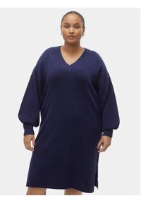 Vero Moda Curve Sukienka dzianinowa 10294755 Granatowy Loose Fit. Kolor: niebieski. Materiał: syntetyk #5