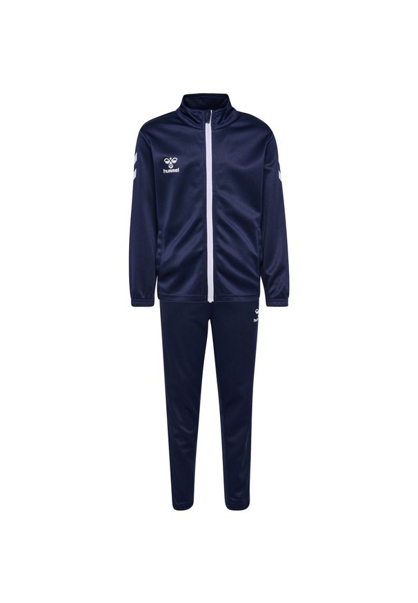 Dres z logo dla dzieci Hummel. Kolor: niebieski. Materiał: dresówka. Styl: sportowy