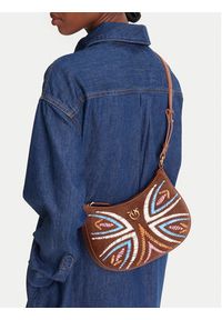 Pinko - PINKO Torebka Half Moon Mini Fl PE 25 PLTT 102790 A2IW Brązowy. Kolor: brązowy. Materiał: skórzane, zamszowe #4