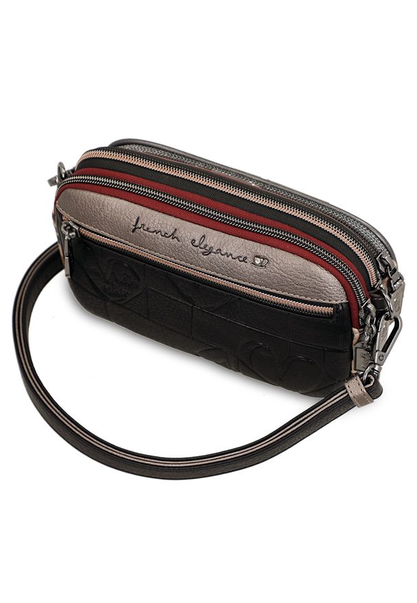 Torebka damska Anekke, mała we wzory z regulowanym paskiem i 3 komorami, brązowa, 41803-445. Kolor: brązowy. Wzór: aplikacja. Sezon: lato. Styl: casual