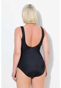 ULLA POPKEN - Damski Strój kąpielowy paski bez miękkich miseczek okrągły dekolt. Kolekcja: plus size. Kolor: czarny. Materiał: poliester, elastan, poliamid, materiał. Wzór: paski