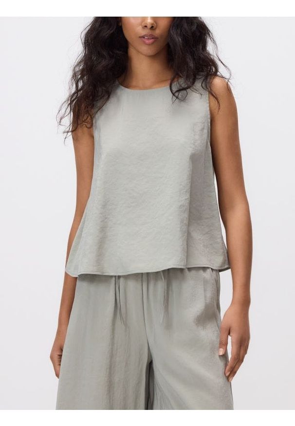 Reserved - Bluzka z modalem - jasnozielony. Kolor: zielony. Materiał: tkanina