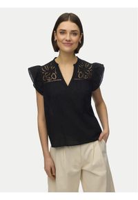 Vero Moda Bluzka Line 10347292 Czarny Regular Fit. Kolor: czarny. Materiał: bawełna #1