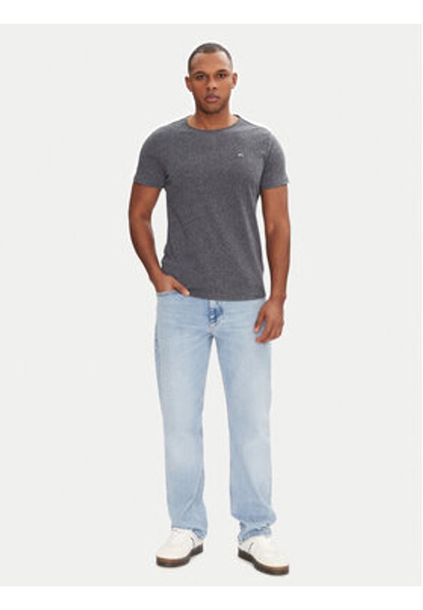 Tommy Jeans T-Shirt Jaspe DM0DM09586 Granatowy Slim Fit. Kolor: niebieski. Materiał: syntetyk