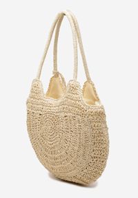 Renee - Jasnobeżowa Torebka Shopperka Boho z Plecionej Rafii Aidarsa. Kolor: beżowy. Sezon: lato. Styl: boho