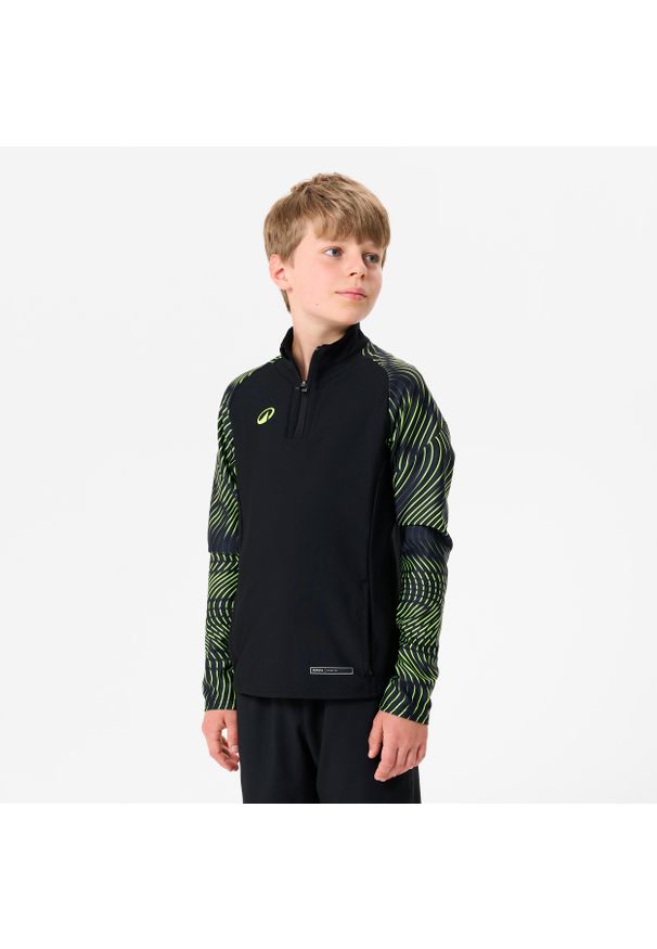 KIPSTA - Bluza piłkarska na krótki suwak dla dzieci Kipsta Viralto Wavy Club. Kolor: czarny, wielokolorowy, różowy. Materiał: poliester, materiał, elastan. Długość: krótkie. Sport: piłka nożna
