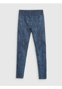 4f - 4F Legginsy treningowe bezszwowe damskie - turkusowe M/L. Stan: podwyższony. Kolor: turkusowy. Materiał: skóra, włókno, dzianina. Sport: fitness #1