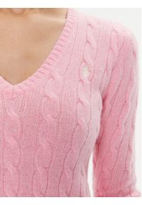 Polo Ralph Lauren Sweter 211910422015 Różowy Regular Fit. Typ kołnierza: polo. Kolor: różowy. Materiał: wełna #2