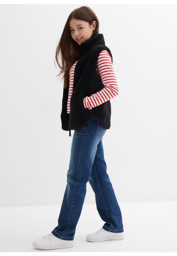 bonprix - Dżinsy straight, mid waist. Kolor: niebieski. Styl: elegancki