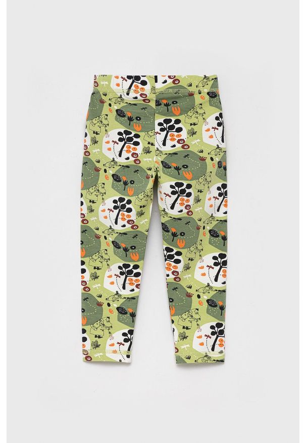 Reima legginsy dziecięce Moomin Maskros kolor zielony wzorzyste. Kolor: zielony. Materiał: dzianina