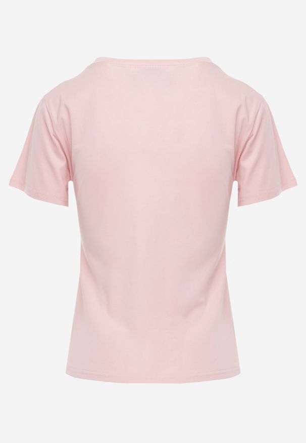 Renee - Różowy Casualowy Bawełniany T-shirt Rivali. Okazja: na co dzień. Kolor: różowy. Materiał: bawełna. Styl: casual