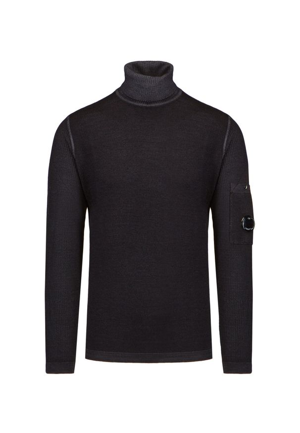 CP Company - Wełniany sweter z golfem C.P. Company KNITWEAR TURTLE NECK. Okazja: na co dzień. Typ kołnierza: golf. Materiał: wełna. Długość rękawa: raglanowy rękaw. Wzór: aplikacja. Styl: casual