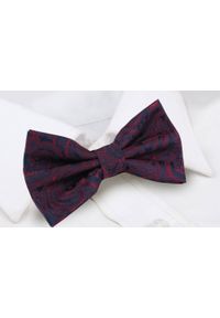 Mucha Męska w Zestawie z Poszetką - Alties - Granat i Bordo, Paisley. Kolor: czerwony, niebieski, wielokolorowy. Wzór: paisley. Styl: elegancki, sportowy #4