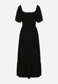 Born2be - Czarna Sukienka z Wiskozą Lnem i Elastyczną Górą Ellisena. Okazja: na co dzień, na spacer. Kolor: czarny. Materiał: len, wiskoza. Typ sukienki: proste. Styl: klasyczny, casual, elegancki #2