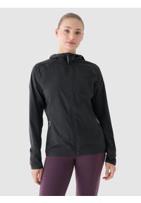 4f - 4F Kurtka do biegania Ultralight damska - szara XL. Typ kołnierza: kołnierzyk stójkowy, kaptur. Kolor: szary. Materiał: włókno, materiał. Długość rękawa: raglanowy rękaw. Długość: krótkie. Sport: fitness, bieganie #1