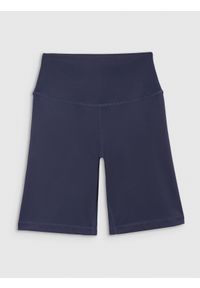4f - 4F Legginsy kolarki treningowe damskie - granatowe S. Stan: podwyższony. Kolor: niebieski. Materiał: materiał, elastan, syntetyk, dzianina, włókno. Długość: krótkie. Wzór: ze splotem, gładki. Sport: fitness