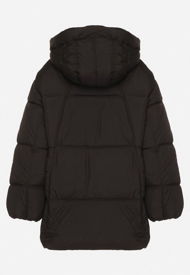 Born2be - Czarna Pikowana Kurtka o Kroju Oversize z Kapturem Galandia. Okazja: na spacer, na co dzień. Typ kołnierza: kaptur. Kolor: czarny. Materiał: poliester, jeans. Styl: elegancki, casual