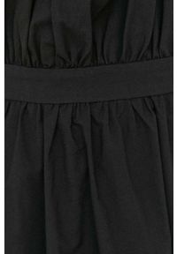 TwinSet - Twinset sukienka bawełniana kolor czarny maxi rozkloszowana. Kolor: czarny. Materiał: bawełna. Długość rękawa: krótki rękaw. Długość: maxi