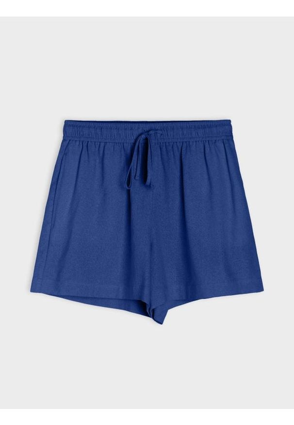 Sinsay - Szorty z domieszką lnu - niebieski. Kolor: niebieski. Materiał: len