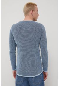 Tom Tailor sweter bawełniany męski kolor granatowy lekki. Kolor: niebieski. Materiał: bawełna. Długość rękawa: długi rękaw. Długość: długie