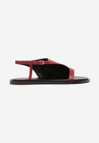 Born2be - Czerwone Sandały Vices z Asymetryczną Cholewką Merira. Okazja: na co dzień, na imprezę. Kolor: czerwony. Sezon: lato. Styl: klasyczny, elegancki, casual #5
