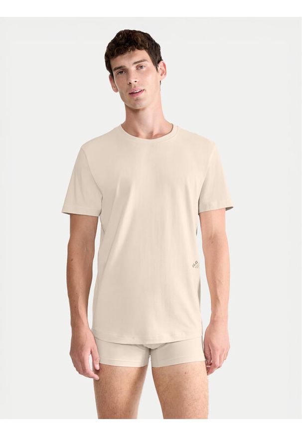 Sloggi T-Shirt 10215508 Beżowy Regular Fit. Kolor: beżowy. Materiał: bawełna