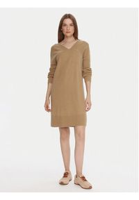 United Colors of Benetton - United Colors Of Benetton Sukienka dzianinowa 1044DV02C Beżowy Relaxed Fit. Kolor: beżowy. Materiał: wełna #5