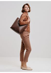 Ochnik - Brązowa torebka shopper damska. Kolor: brązowy. Materiał: skórzane. Rodzaj torebki: na ramię