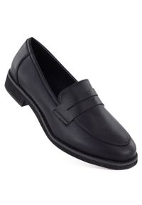 Skórzane półbuty lordsy czarne Jezzi SFY25128. Kolor: czarny. Materiał: skóra. Obcas: na obcasie. Wysokość obcasa: średni #1