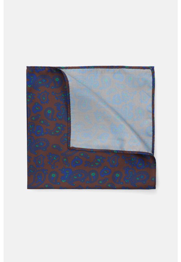 Lancerto - Poszetka Brązowa Paisley. Kolor: brązowy. Materiał: tkanina, materiał, poliester. Wzór: paisley