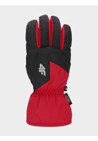 4f - Rękawice narciarskie męskie. Kolor: czerwony. Materiał: materiał, syntetyk. Technologia: Thinsulate. Sezon: zima. Sport: narciarstwo #1