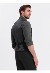 Ombre Clothing - Dopasowana strukturalna męska kamizelka z naszywanymi kieszeniami – czarna V1 - Rozmiar: XXL. Kolor: czarny. Materiał: poliester, materiał. Wzór: jednolity. Styl: elegancki #4