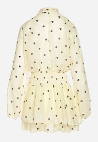 Born2be - Żółta Rozkloszowana Sukienka z Rękawami Typu Nietoperz i Wiązaniem Miriviela. Okazja: na co dzień. Kolor: żółty. Materiał: jeans. Typ sukienki: proste. Styl: casual, klasyczny #7