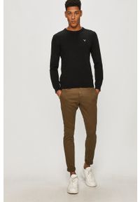 GANT - Gant Sweter z domieszką wełny męski kolor czarny. Okazja: na co dzień. Kolor: czarny. Materiał: wełna. Długość rękawa: długi rękaw. Długość: długie. Styl: casual