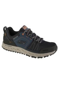 skechers - Buty do chodzenia męskie Skechers Escape Plan. Zapięcie: sznurówki. Kolor: niebieski, pomarańczowy, szary, wielokolorowy. Materiał: syntetyk, materiał, skóra. Szerokość cholewki: normalna. Model: Skechers Sport. Sport: turystyka piesza
